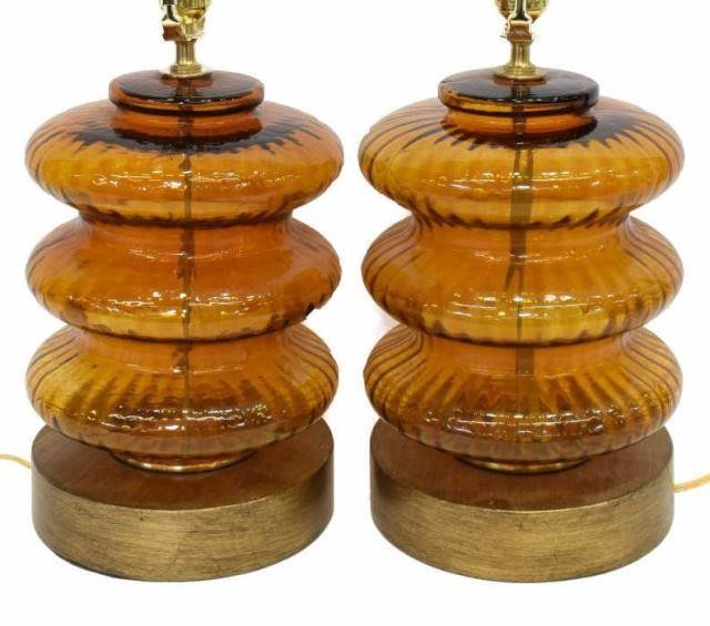(2) DECORATIVE TIERED AMBER GLASS
