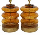 (2) DECORATIVE TIERED AMBER GL