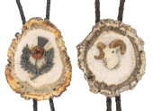 (2) DEER ANTLER BURR BOLO TIES