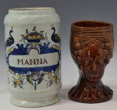 (2) DELFT APOTHECARY JAR & TRE