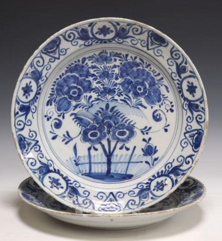(2) DELFT BLUE & WHITE FLORAL