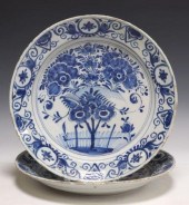 (2) DELFT BLUE & WHITE FLORAL