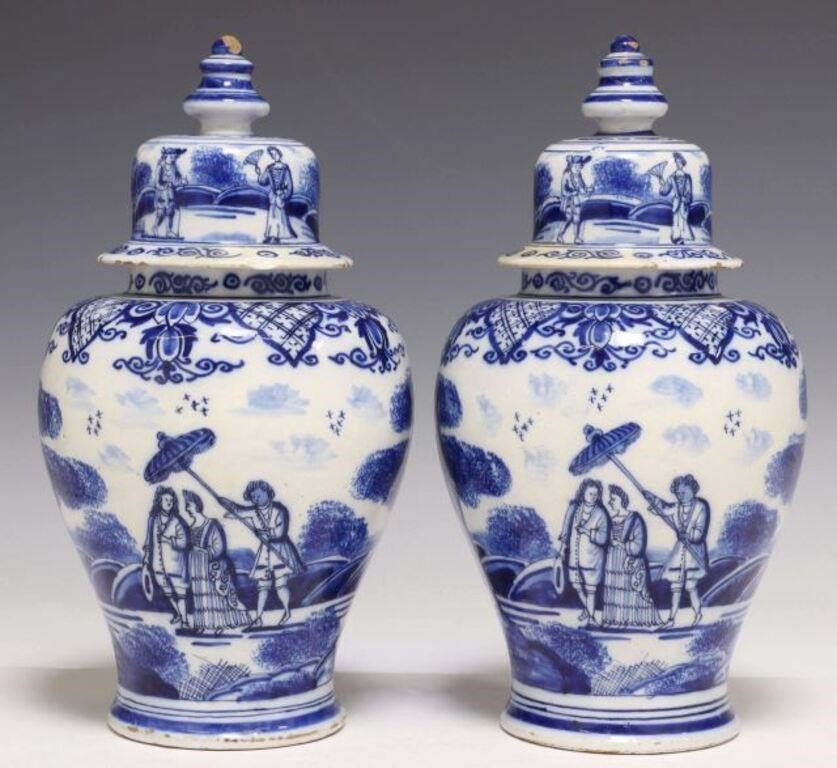 (2) DELFT BLUE & WHITE BALUSTER