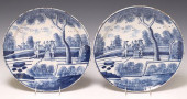 (2) DELFT FIGURAL SCENE BLUE &