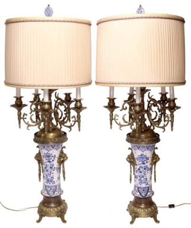 (2) DELFT GARNITURE CANDELABRAS,