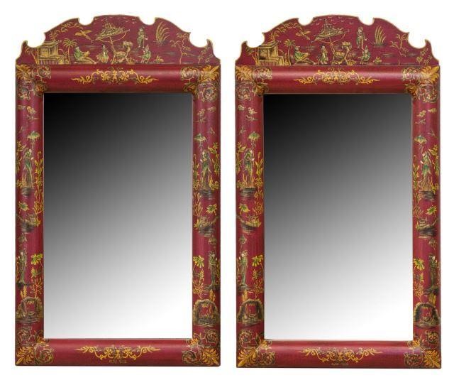 (2) DESIGNER CHINOISERIE BEVELED