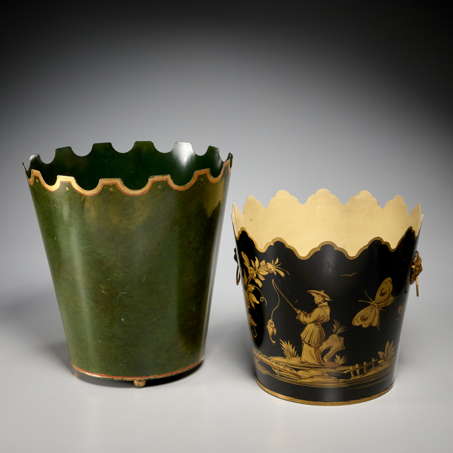 (2) DESIGNER GILT TOLE WASTEPAPER
