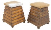 (2) DIMINUTIVE COWHIDE UPHOLST