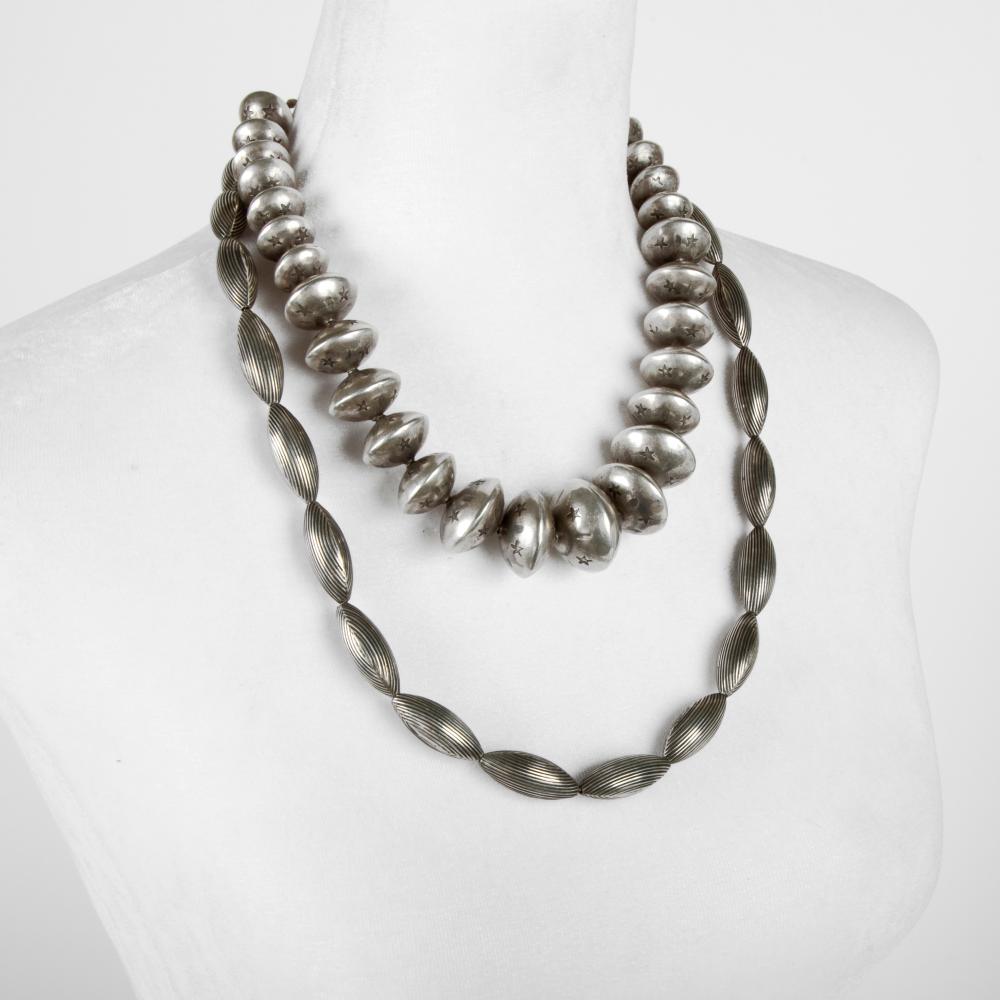 2 DINé [NAVAJO] SILVER BENCH-BEAD