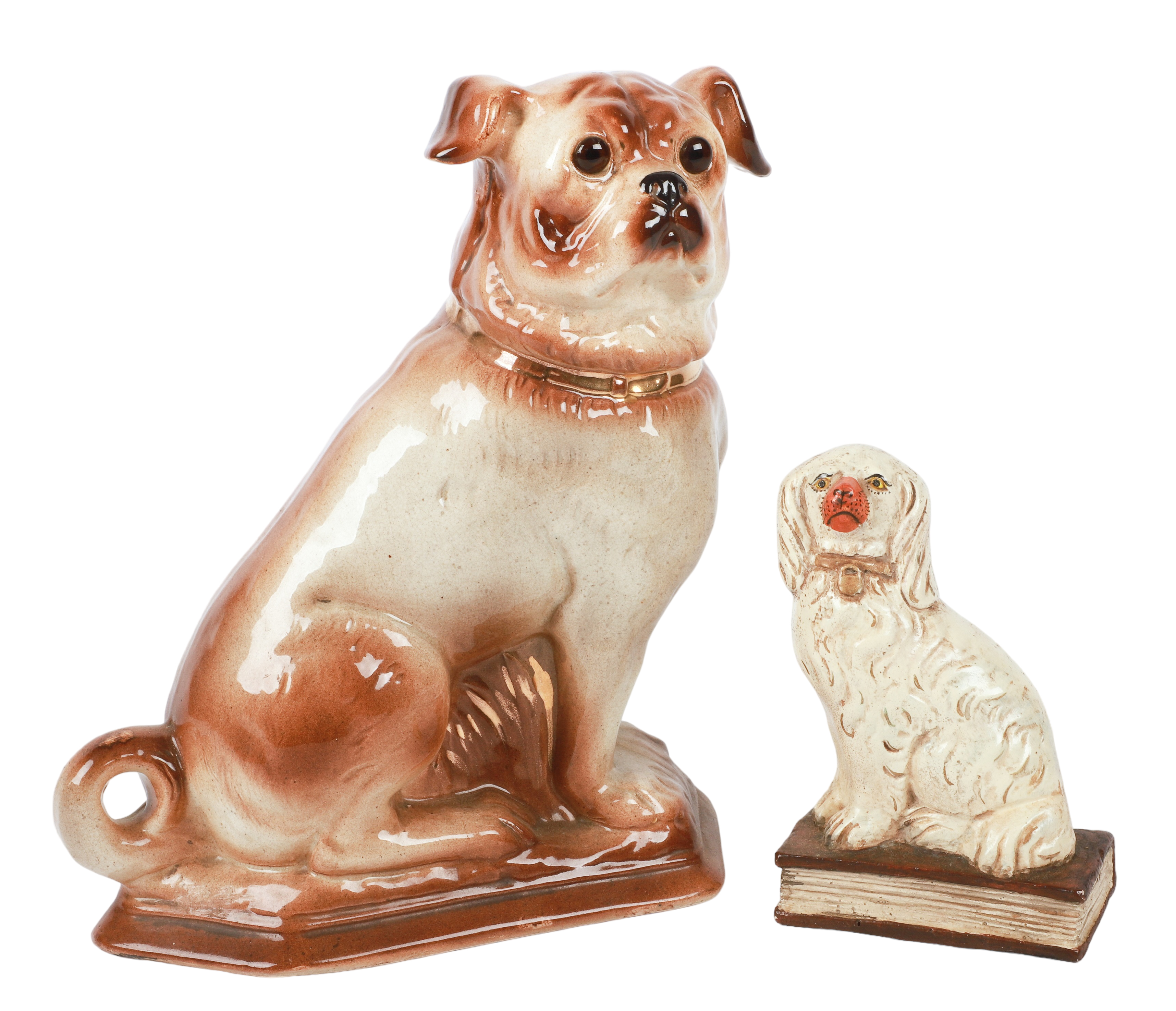 (2) Dog figurines, c/o chalkware