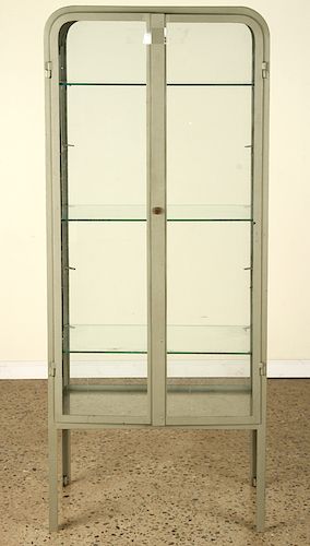 2 DOOR IRON & GLASS VITRINE 3 GLASS