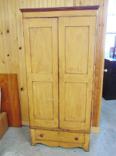 2 DOOR PINE CABINET, ON SINGLE