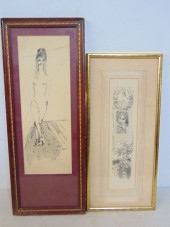 2 DRAWINGS, DRAWING OF A GIRL,