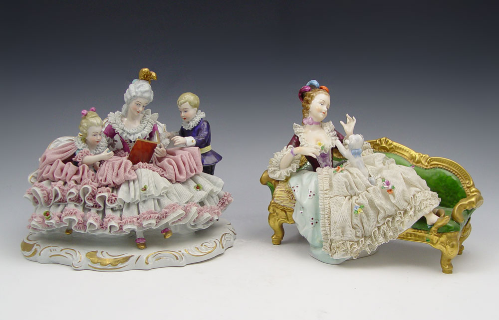 2 DRESDEN LACY FIGURES: 1) Woman