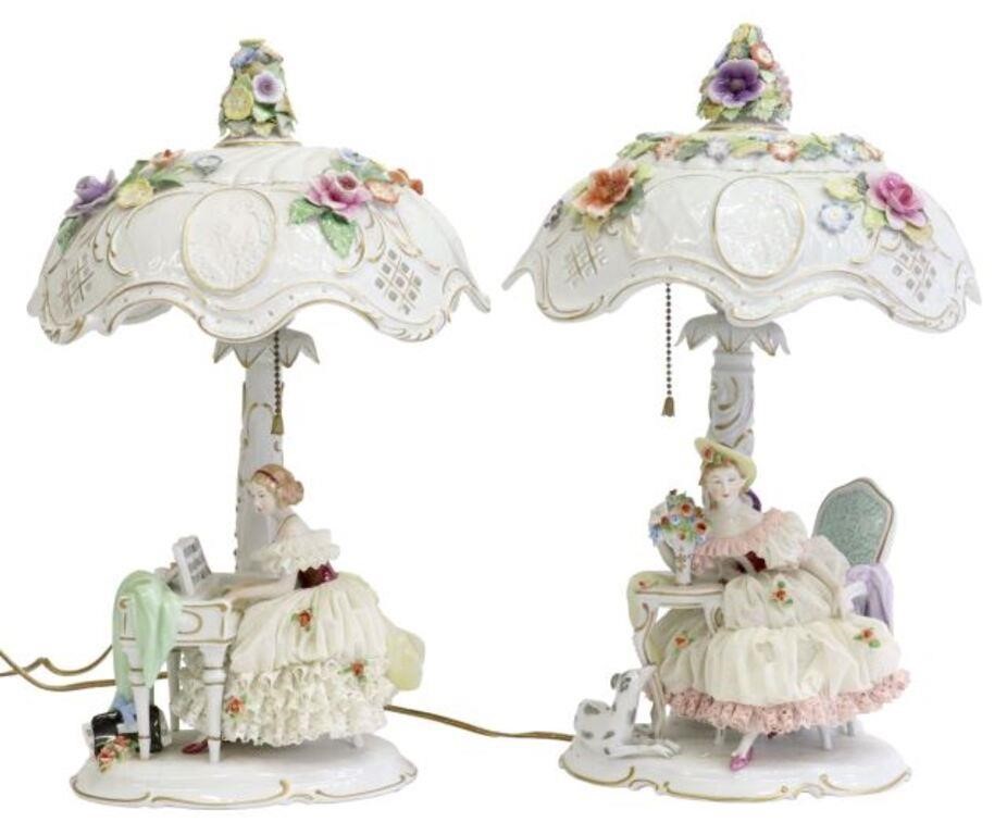 (2) DRESDEN PORCELAIN FIGURAL