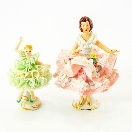 2 DRESDEN PORCELAIN FIGURINES, LADY