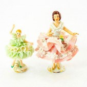 2 DRESDEN PORCELAIN FIGURINES,