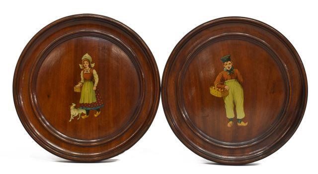 (2) DUTCH MAHOGANY WALL PLAQUES