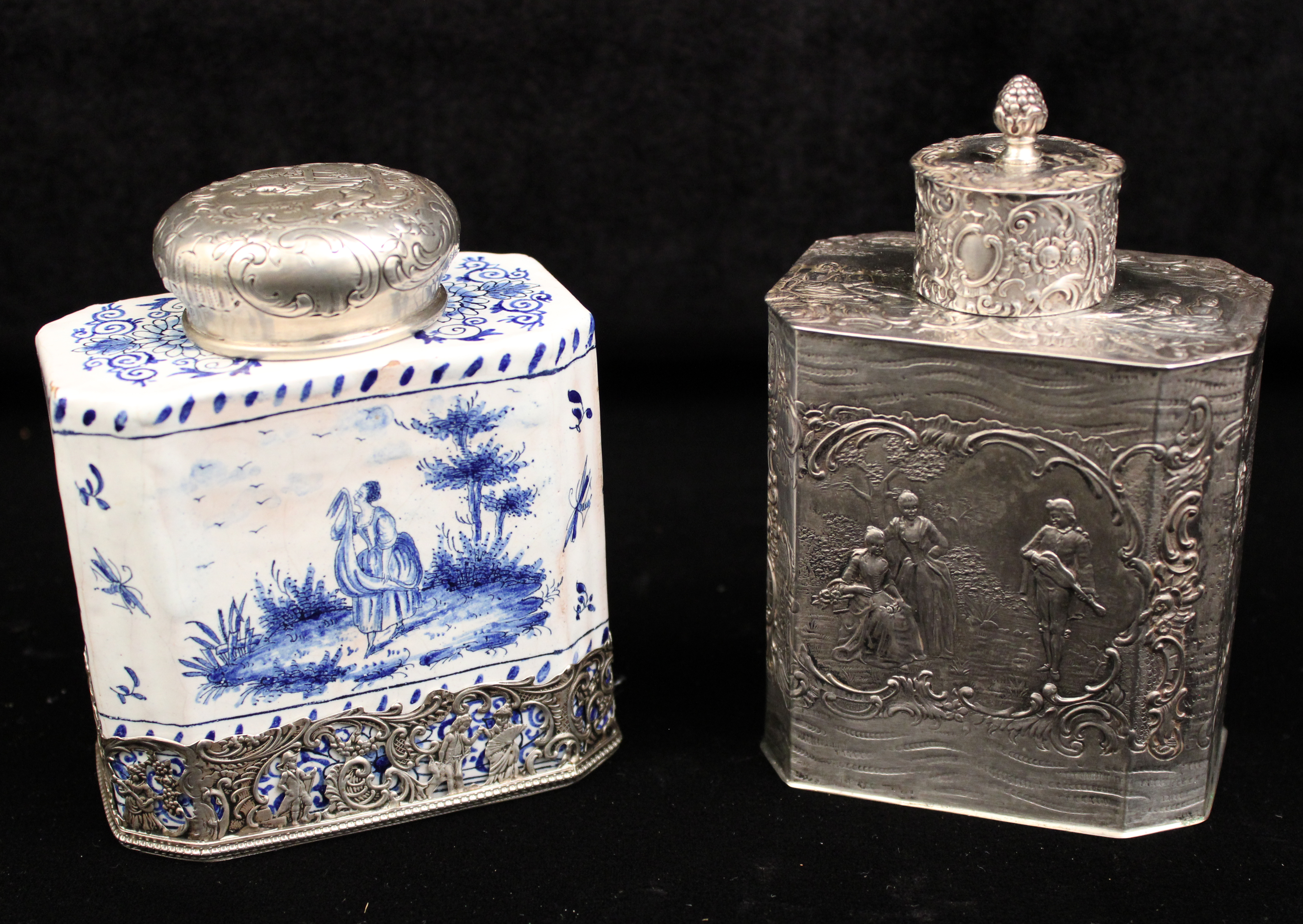 2 DUTCH OCTAGON FORMED TEA