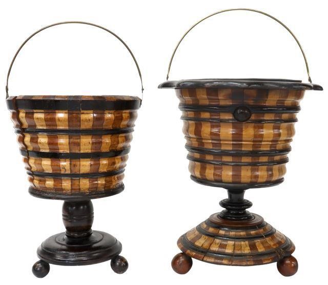 (2) DUTCH PARQUETRY TEESTOOF KETTLE