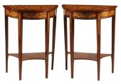 (2) DUTCH STYLE MARQUETRY DEMI