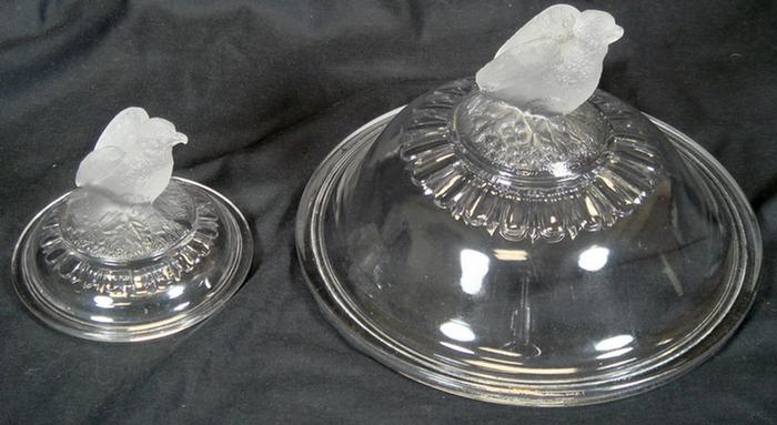 2 EAPG Old Abe pattern lids, 3 1/4"
