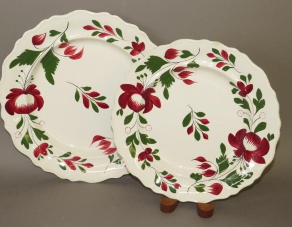 2 EARLY ADAMS ROSE PATTERN DINNER