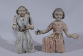 (2) EARLY ANTIQUE POLYCHROME W