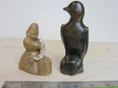 2 EARLY CARVED STONE INUIT CAR