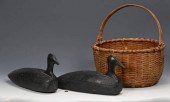 2 EARLY DECOYS & LARGE BASKET1