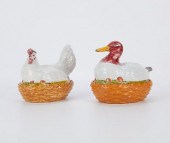2 EARLY FAIENCE TUREENS CHICKE