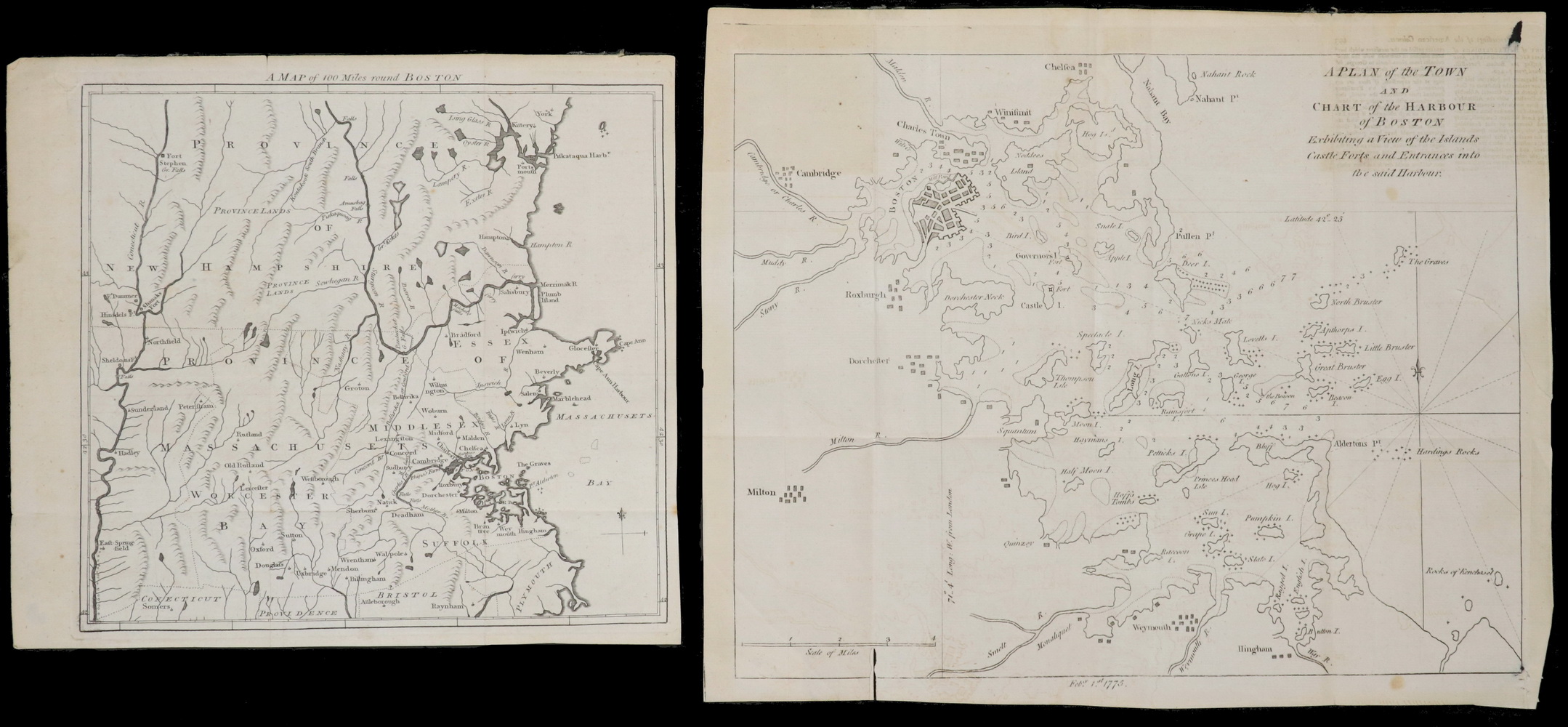 (2) EARLY UNFRAMED MAPS OF
