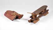 2 EARLY WOOD TOY SLED GROUP RI