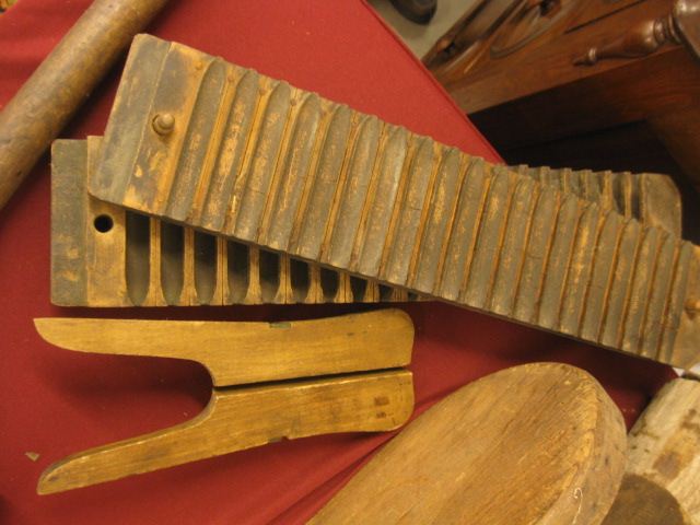 2 Early Wooden Itesm candle mold
