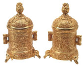 (2) EAST ASIAN GILT-BRONZE TRI
