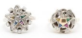 2 EASTERN STAR RINGS, 14K DIAM