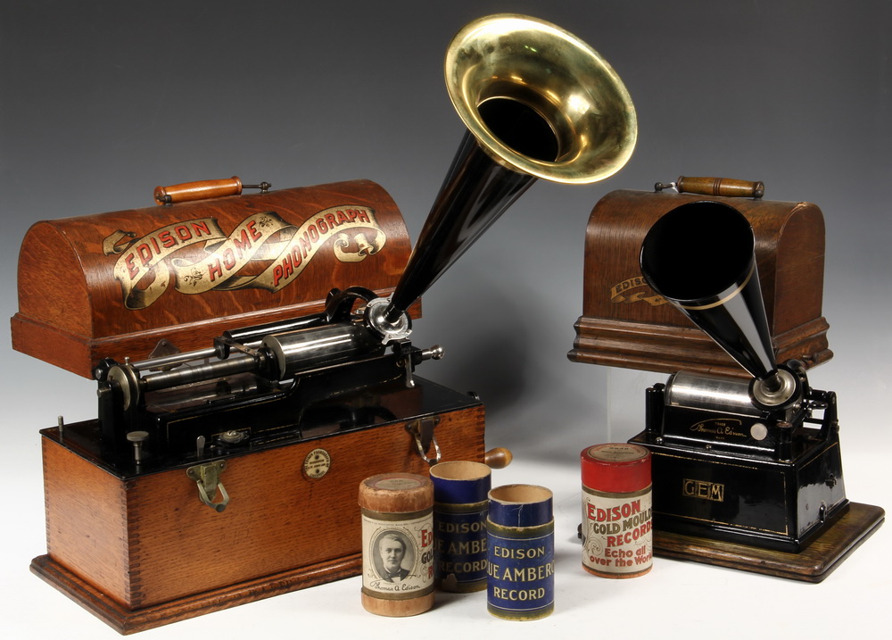 (2) EDISON CYLINDER PHONOGRAPHS -