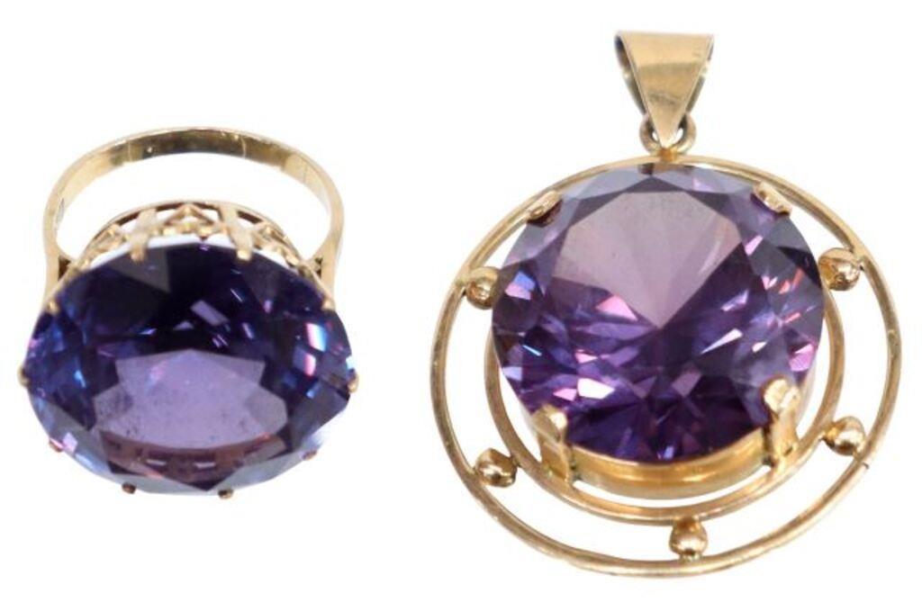 (2) EGYPTIAN 18KT GOLD & LAB