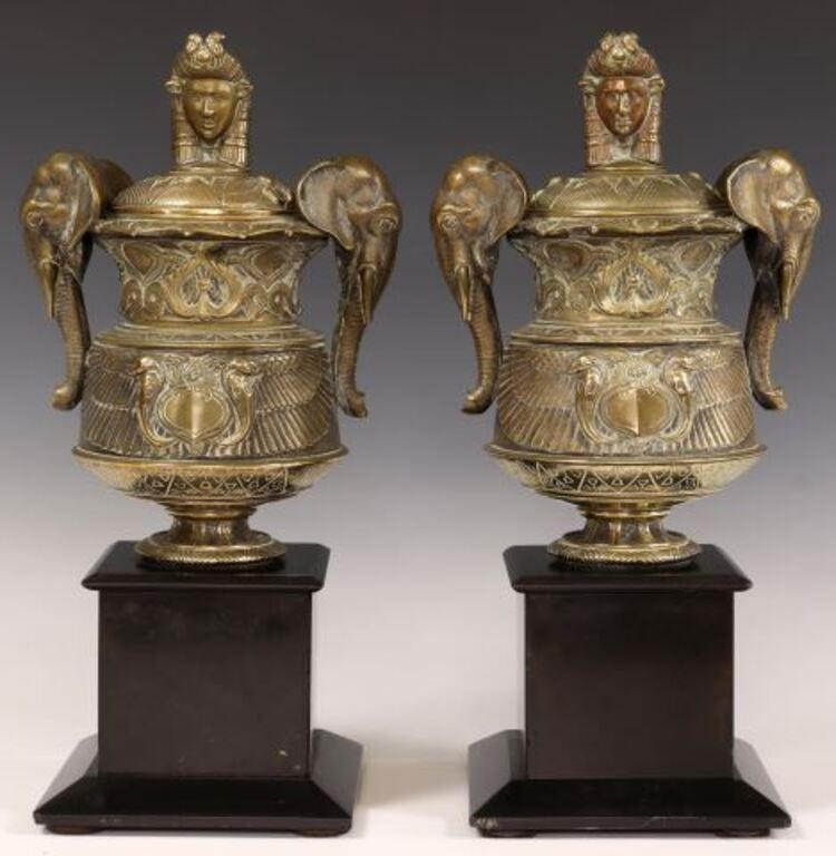 (2) EGYPTIAN REVIVAL-STYLE LIDDED