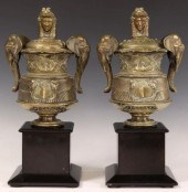 (2) EGYPTIAN REVIVAL-STYLE LID