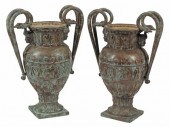 (2) EGYPTIANESQUE PATINATED BR