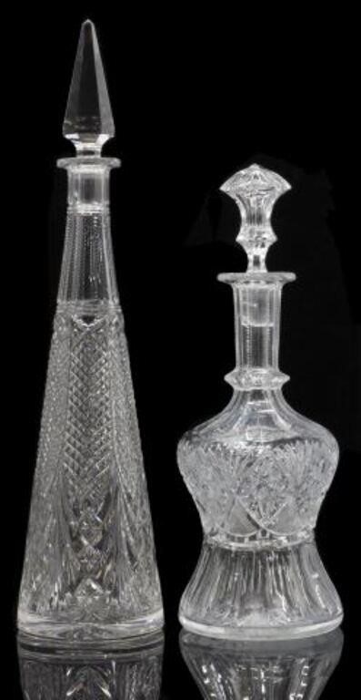 (2) ELABORATE COLORLESS CUT CRYSTAL