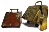 (2) EMBOSSED BRASS &  WOOD COA