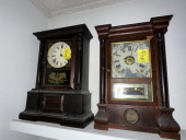 2 EMPIRE SHELF CLOCKS. (1) SET