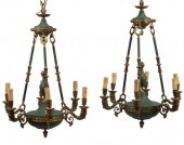 (2) EMPIRE STYLE BRONZE & TOLE
