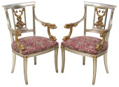 (2) EMPIRE STYLE CARVED SILVER
