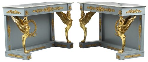 (2) EMPIRE STYLE MARBLE-TOP