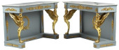 (2) EMPIRE STYLE MARBLE-TOP PA