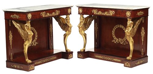 (2) EMPIRE STYLE MARBLE-TOP
