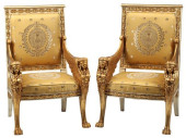 (2) EMPIRE STYLE PARCEL GILT W